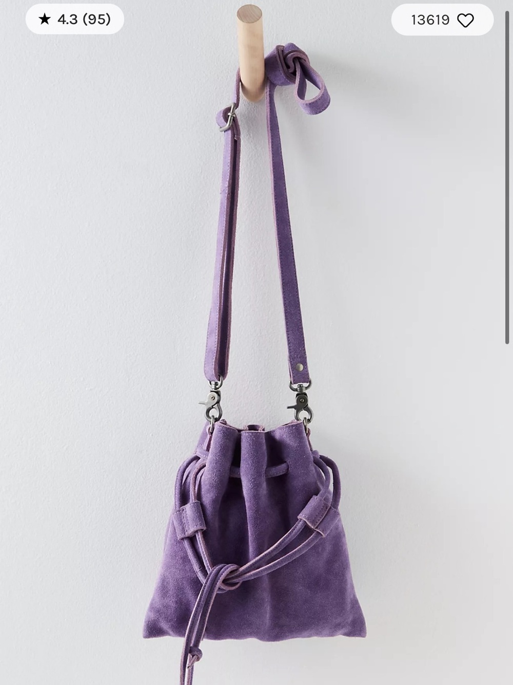 Free people Suede Drawstring Crossbody Bag purple
